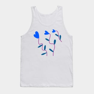 Blue watercolor heart floral art Tank Top